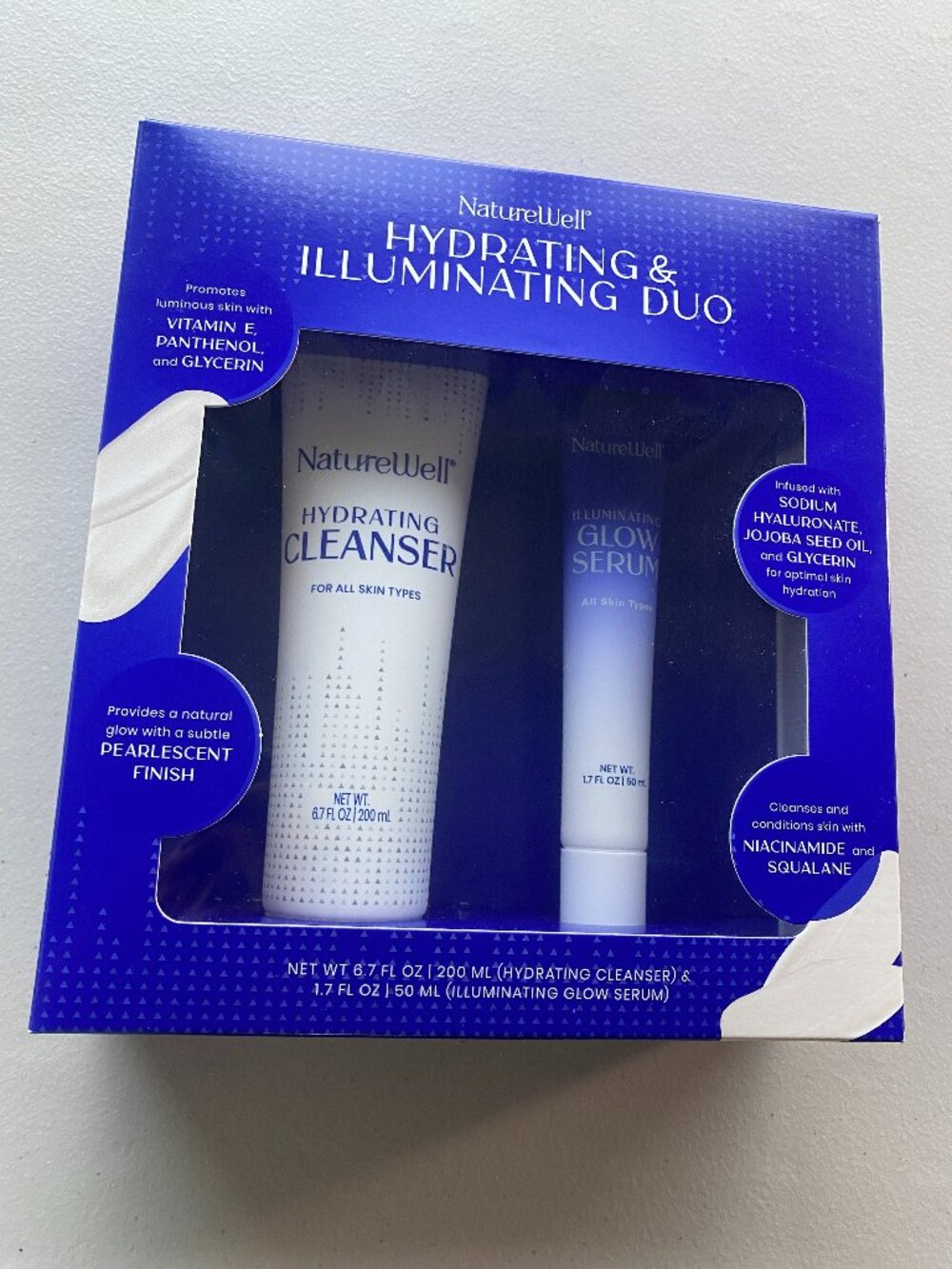NATUREWELL Hydrating Cleanser & Illuminating Glow Serum Skincare Duo, Nourishes
